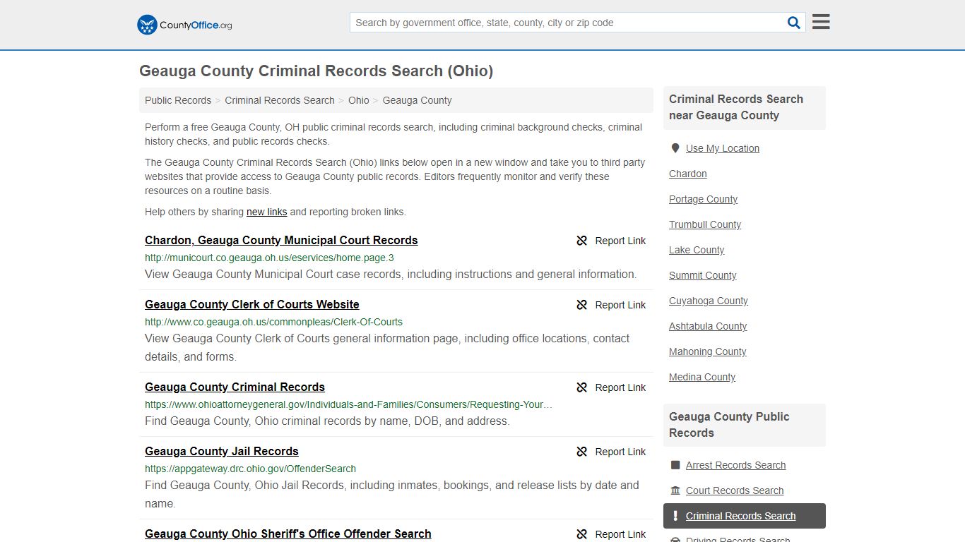 Criminal Records Search - Geauga County, OH (Arrests ...