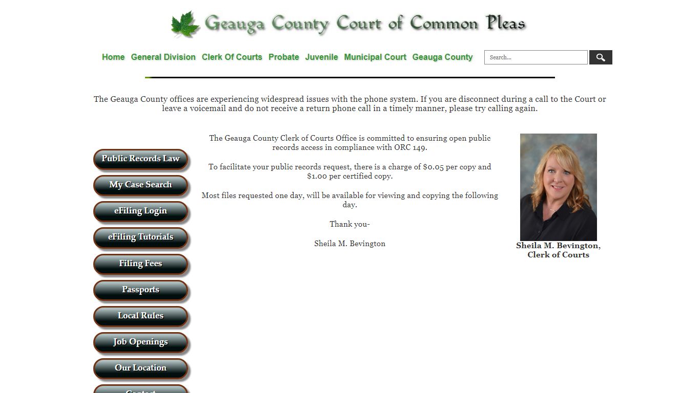 Geauga County Clerk of Courts - Public Records Law